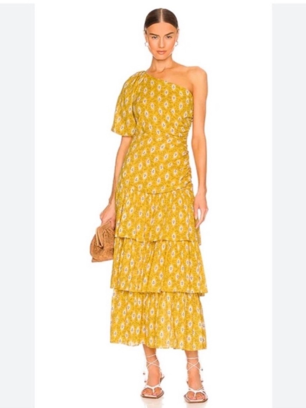 Veronica Beard Virginia One Shoulder Maxi Dress Yellow Sun Multi NWT 6 - Picture 3 of 11